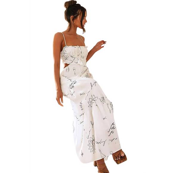NEW ROSA CLOTHING clarissa bandeau swing maxi dress in white - Picture 5 of 5
